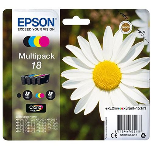 Multipack Tinteiro Epson 18 - Preto | Ciano | Amarelo | Magenta - C13T18064012 Hot on Sale