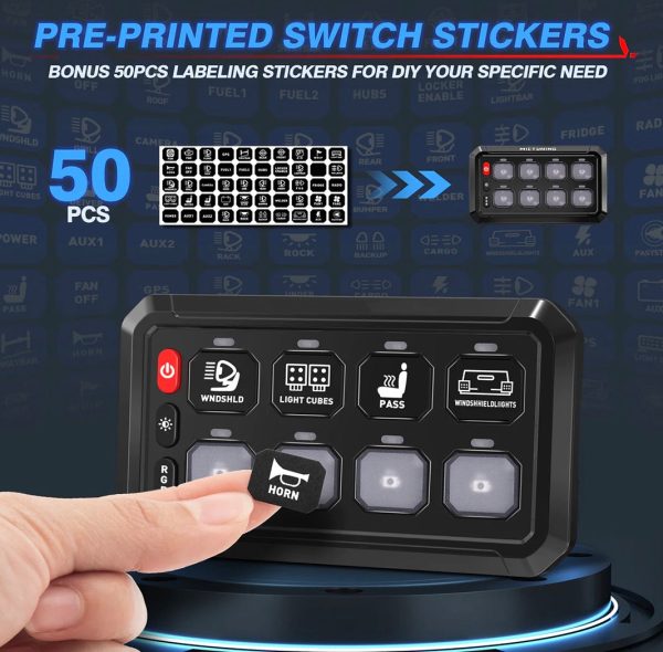 8-Gang Switch Panel With RGB And Remote Control Bluetooth App Sale